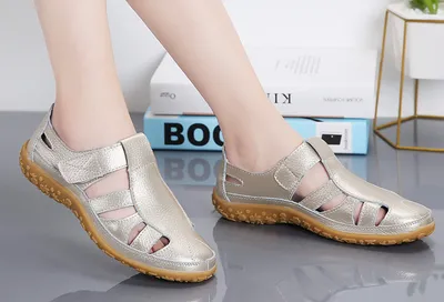 Handmade Vintage Leather Sandals Comfortable Soft Sole Mom Shoes
