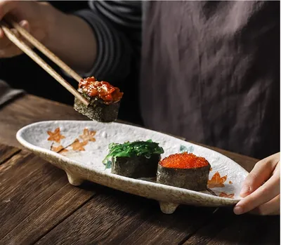 Creative Cuisine Sashimi Sushi Plate Ceramic Tableware