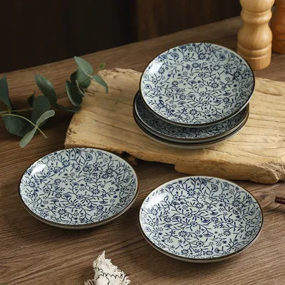 Household Dining Zhuo Table Top Underglaze Porcelain Storage Cutlery Plate