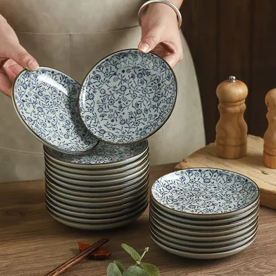 Household Dining Zhuo Table Top Underglaze Porcelain Storage Cutlery Plate