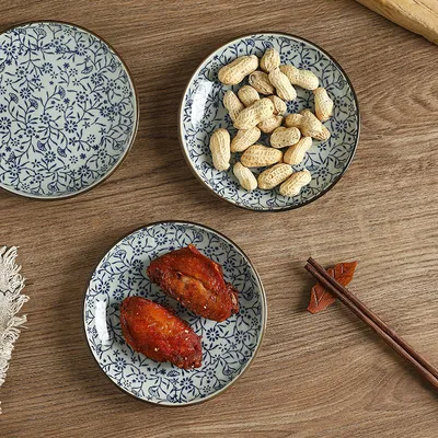 Household Dining Zhuo Table Top Underglaze Porcelain Storage Cutlery Plate