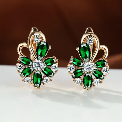 Rose Ring Colorful Flower Drop-shaped Zircon Earrings