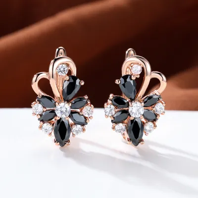 Rose Ring Colorful Flower Drop-shaped Zircon Earrings
