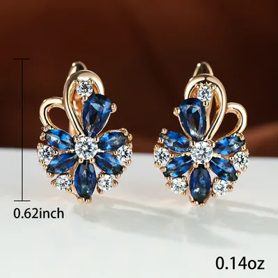 Rose Ring Colorful Flower Drop-shaped Zircon Earrings