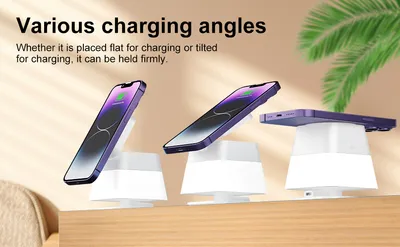 4 In 1 Rotatable Colorful Lighting Wireless Charger Stand For Phone 15 14 13 12 Pro Max 8 7 Holder Magnetic Fast Charging Station