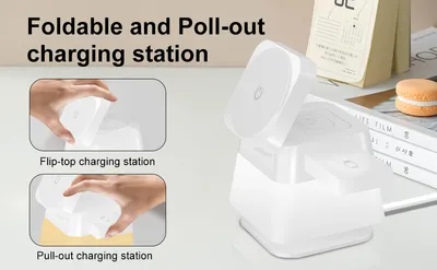 4 In 1 Rotatable Colorful Lighting Wireless Charger Stand For Phone 15 14 13 12 Pro Max 8 7 Holder Magnetic Fast Charging Station