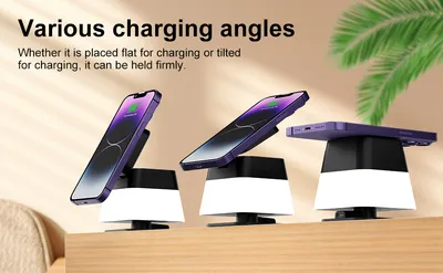 4 In 1 Rotatable Colorful Lighting Wireless Charger Stand For Phone 15 14 13 12 Pro Max 8 7 Holder Magnetic Fast Charging Station
