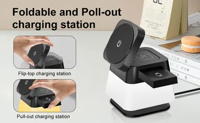 4 In 1 Rotatable Colorful Lighting Wireless Charger Stand For Phone 15 14 13 12 Pro Max 8 7 Holder Magnetic Fast Charging Station
