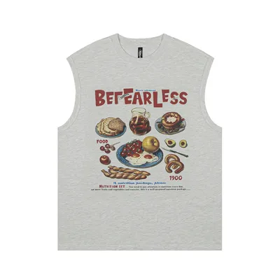 Bread Print Casual Waistcoat Top Men