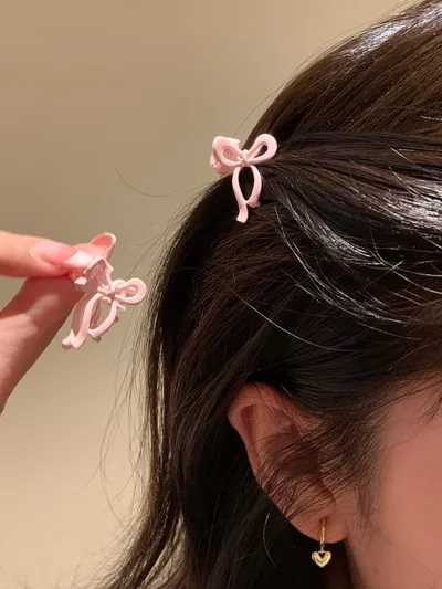 Girl Bow Barrettes Small Hair Grabbing Clip