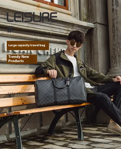Large Capacity Short Distance Crossbody Bag Korean Plaid Travel Handbag