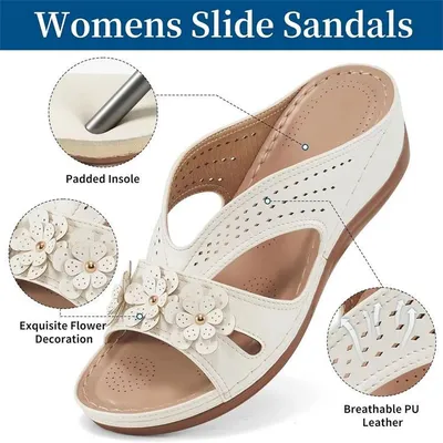Summer New Women's Outer Wedge Flower Beach Sandals