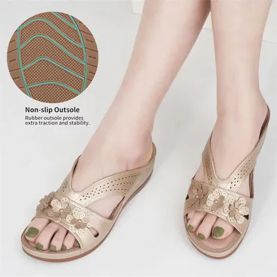Summer New Women's Outer Wedge Flower Beach Sandals