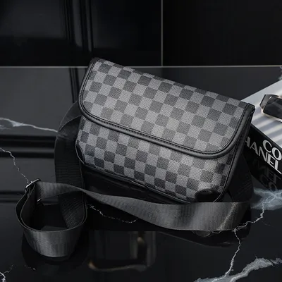 Fashion Leather Check Pattern Shoulder Bag Street