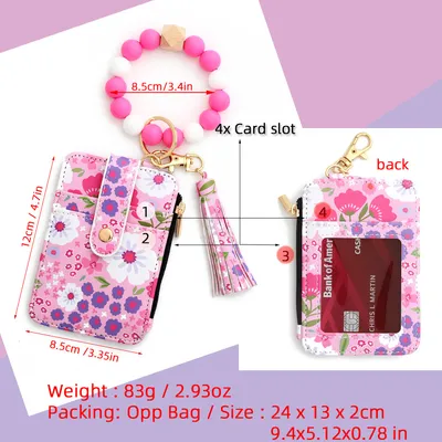 Women's Floral Print Leather Card Bag