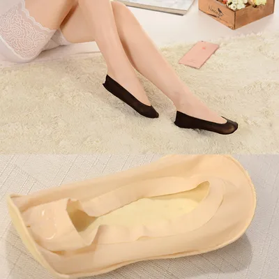 3D Arch Foot Massage Health Care Women Summer Socks Ice Silk Socks Shallow Mouth Silica Gel Invisible Slippers Feet Care
