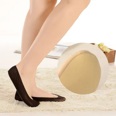 3D Arch Foot Massage Health Care Women Summer Socks Ice Silk Socks Shallow Mouth Silica Gel Invisible Slippers Feet Care