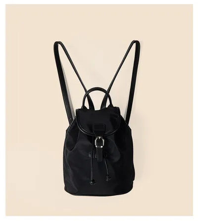 Nylon Drawstring Bundle Backpack Casual Versatile Simple Solid Color Large Capacity