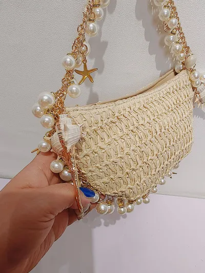 Summer Seaside Holiday Pearl Conch Straw Bag