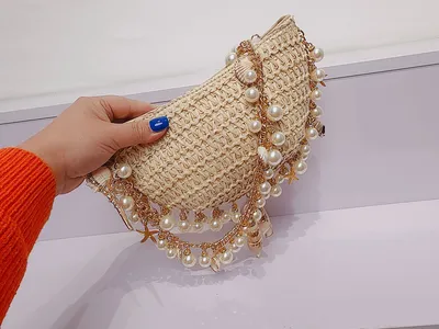 Summer Seaside Holiday Pearl Conch Straw Bag