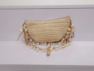 Summer Seaside Holiday Pearl Conch Straw Bag