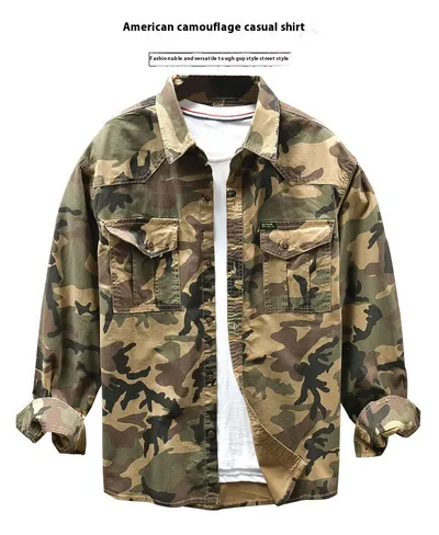 American Camouflage Workwear Shirt Street Fashion