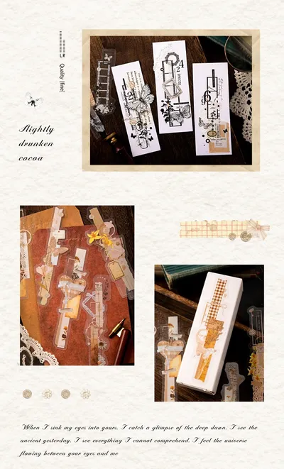 Mocard Long PET Stickers Paper Room Laboratory Series Vintage Plant Flowers Notebook DIY Decorative Materials
