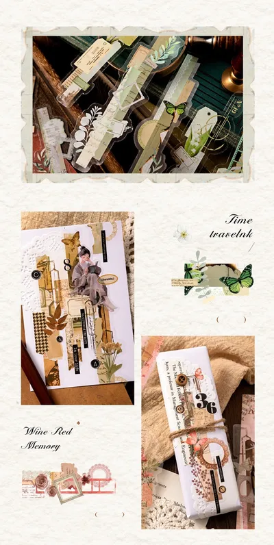 Mocard Long PET Stickers Paper Room Laboratory Series Vintage Plant Flowers Notebook DIY Decorative Materials