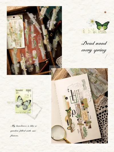 Mocard Long PET Stickers Paper Room Laboratory Series Vintage Plant Flowers Notebook DIY Decorative Materials