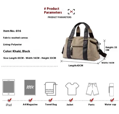 Fashion Men's Retro Canvas Out Luggage Business Travel Handbag