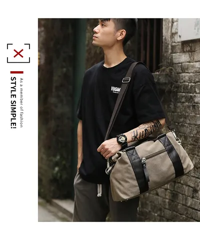 Fashion Men's Retro Canvas Out Luggage Business Travel Handbag
