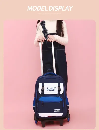 Children's Trolley Lightweight Shoulder Pad Wear-resistant Large Capacity Spine Protection Backpack Waterproof
