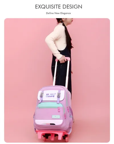 Children's Trolley Lightweight Shoulder Pad Wear-resistant Large Capacity Spine Protection Backpack Waterproof