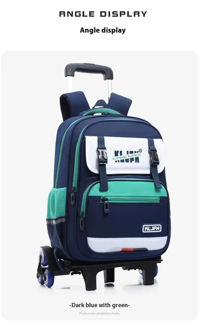Children's Trolley Lightweight Shoulder Pad Wear-resistant Large Capacity Spine Protection Backpack Waterproof