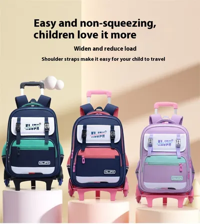 Children's Trolley Lightweight Shoulder Pad Wear-resistant Large Capacity Spine Protection Backpack Waterproof
