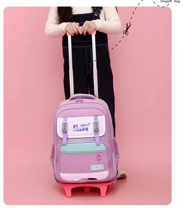 Children's Trolley Lightweight Shoulder Pad Wear-resistant Large Capacity Spine Protection Backpack Waterproof