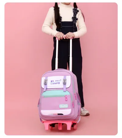 Children's Trolley Lightweight Shoulder Pad Wear-resistant Large Capacity Spine Protection Backpack Waterproof