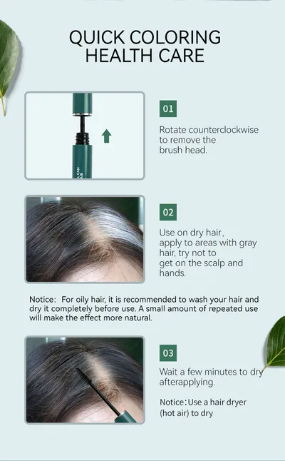 Hair Color Pen Covering Gray Hair Color Supplement Brush Black Hair Stick No Stimulation Temporary Hair Dye