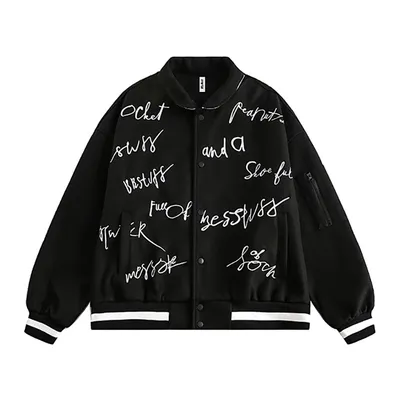 Handwritten Letter Embroidery Jacket Men