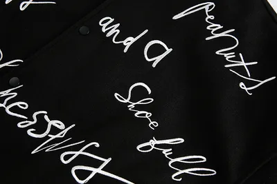 Handwritten Letter Embroidery Jacket Men