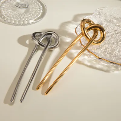European And American Hair Clasp Simple Tie Up The Hair Elegant 18K Gold Stainless Steel Hairpin