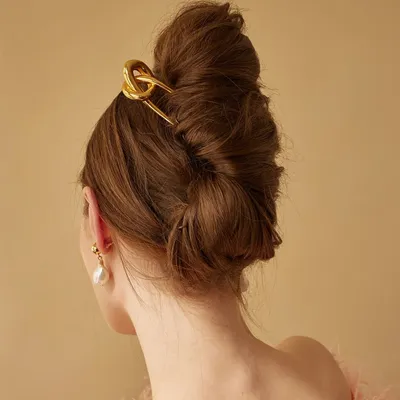 European And American Hair Clasp Simple Tie Up The Hair Elegant 18K Gold Stainless Steel Hairpin