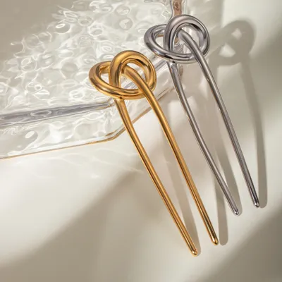 European And American Hair Clasp Simple Tie Up The Hair Elegant 18K Gold Stainless Steel Hairpin