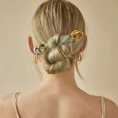 European And American Hair Clasp Simple Tie Up The Hair Elegant 18K Gold Stainless Steel Hairpin