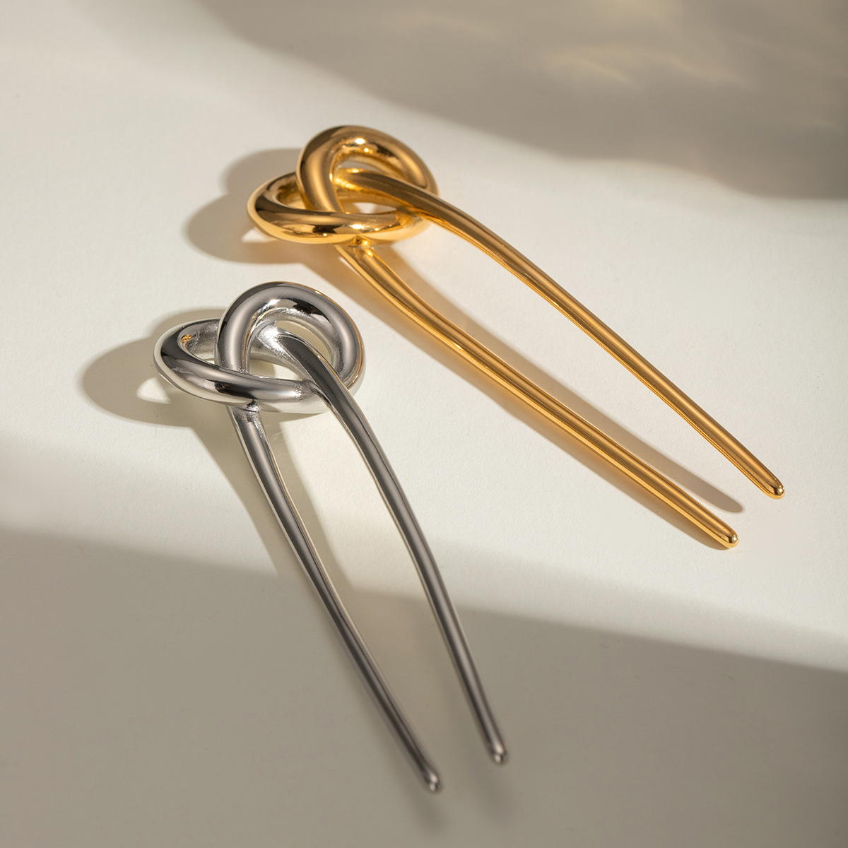 European And American Hair Clasp Simple Tie Up The Hair Elegant 18K Gold Stainless Steel Hairpin