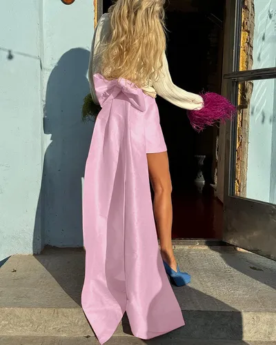 Matte Bow Straight Skirt Short