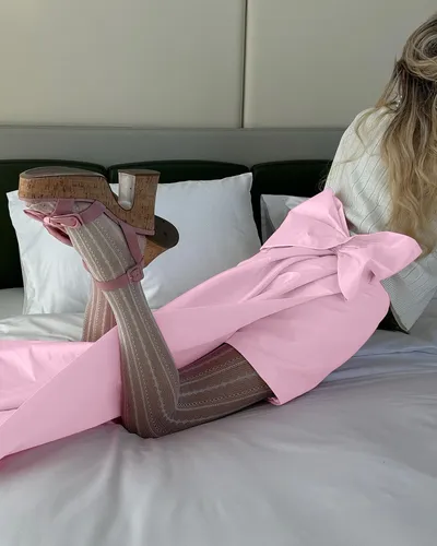 Matte Bow Straight Skirt Short
