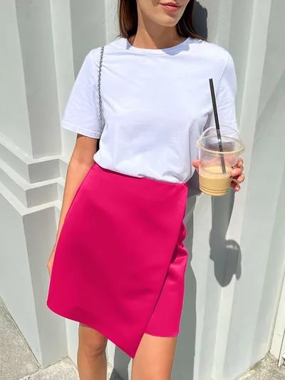 All-match Black Silk-like Draping Skirt