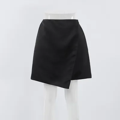 All-match Black Silk-like Draping Skirt