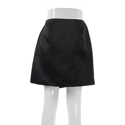 All-match Black Silk-like Draping Skirt